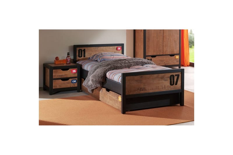 Säng med ribbotten låda nattduksbord Alex - Möbler - Säng - Möbelset för sovrum