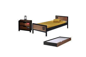 Säng med ribbotten låda nattduksbord Alex - Möbler - Säng - Möbelset för sovrum