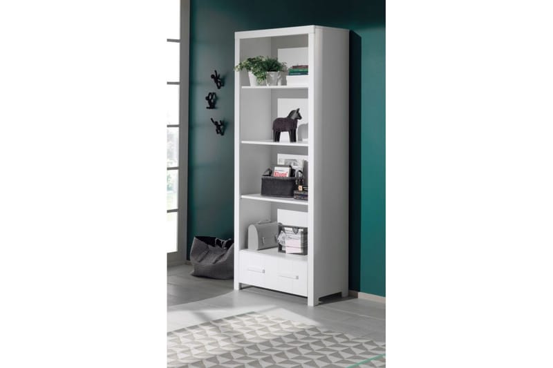 Säng med ribbotten nattduksbord 2-dörrars garderob skrivbord bokhylla låda Erik - Möbler - Säng - Möbelset för sovrum