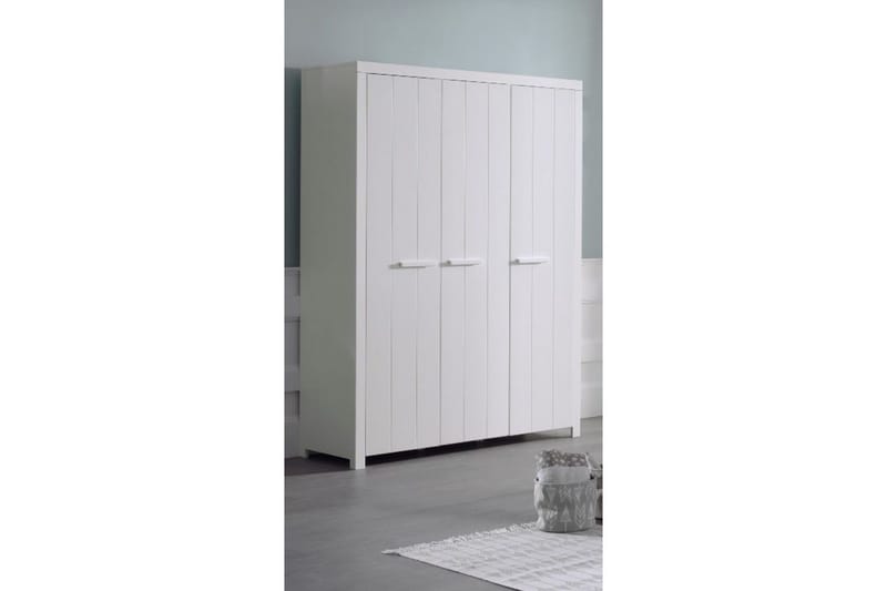 Säng med ribbotten nattduksbord 3-dörrars garderob låda Erik - Möbler - Säng - Möbelset för sovrum