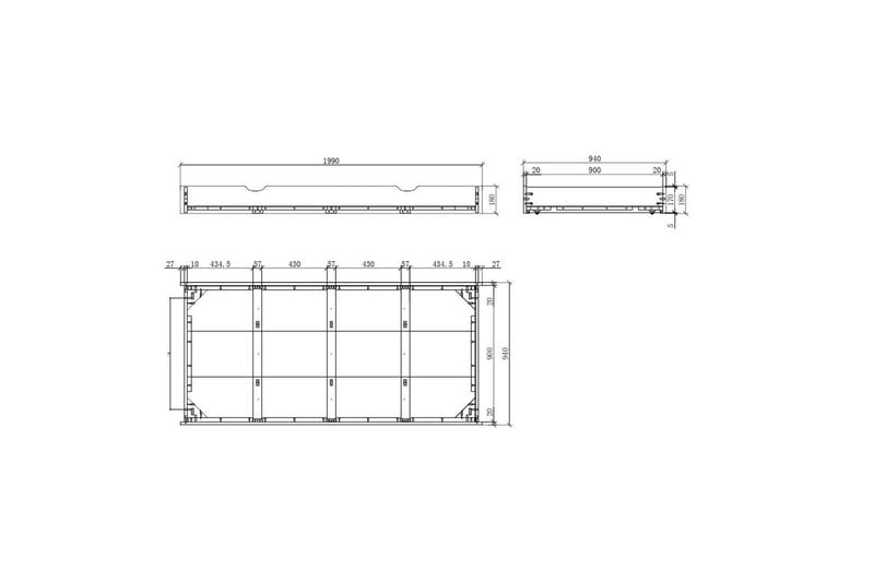 Säng med ribbotten nattduksbord 3-dörrars garderob skrivbord bokhylla låda Erik - Möbler - Säng - Möbelset för sovrum