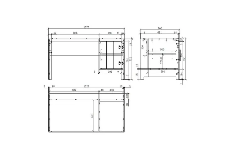 Säng med ribbotten nattduksbord 3-dörrars garderob skrivbord låda Erik - Möbler - Säng - Möbelset för sovrum