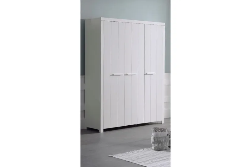 Säng med ribbotten nattduksbord 3-dörrars garderob skrivbord låda Erik - Möbler - Säng - Möbelset för sovrum