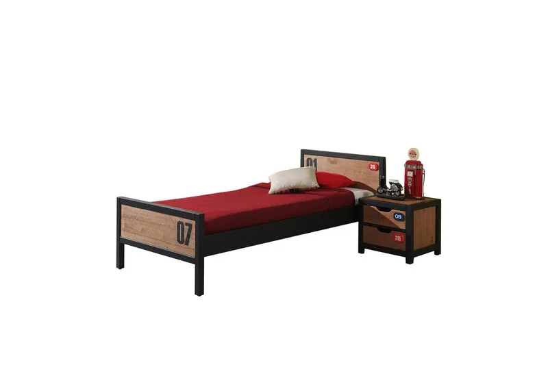 Säng med ribbotten nattduksbord Alex