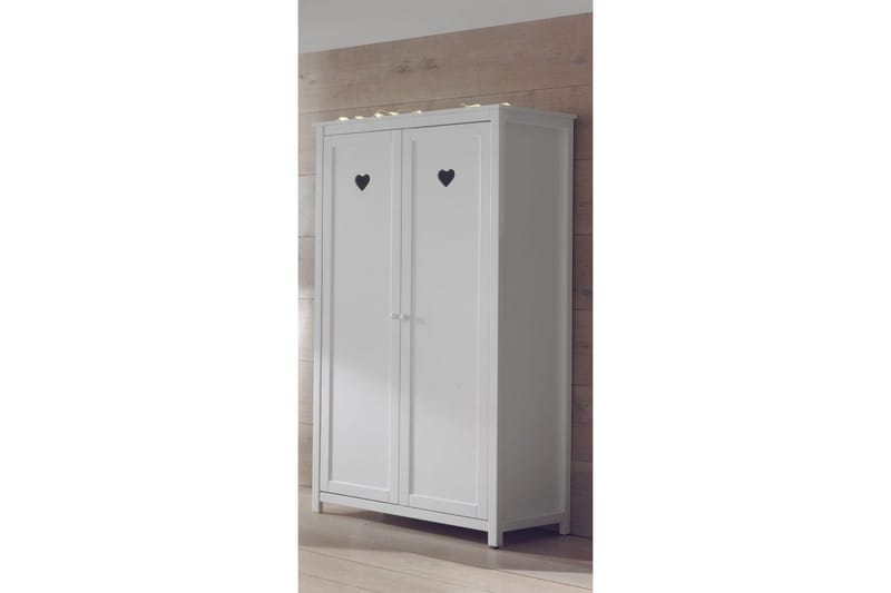 Säng med ribbotten nattduksbord garderob låda Amori Vit 2 dörrar - 2 dörrar - Möbler - Säng - Möbelset för sovrum
