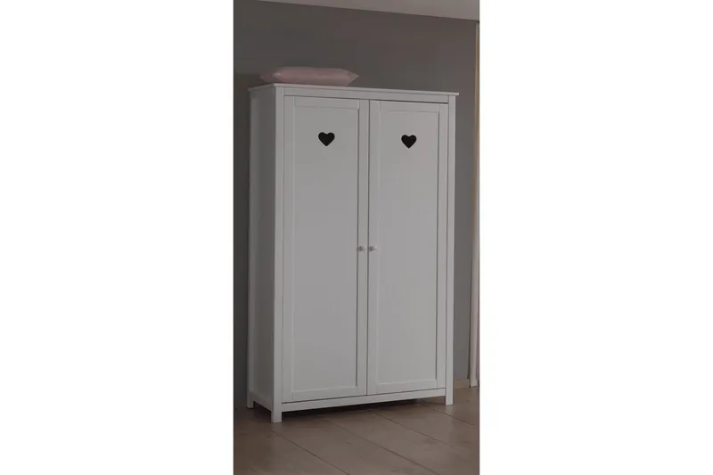 Säng med ribbotten nattduksbord garderob skrivbord Amori Vit 2 dörrar - 2 dörrar - Möbler - Säng - Möbelset för sovrum