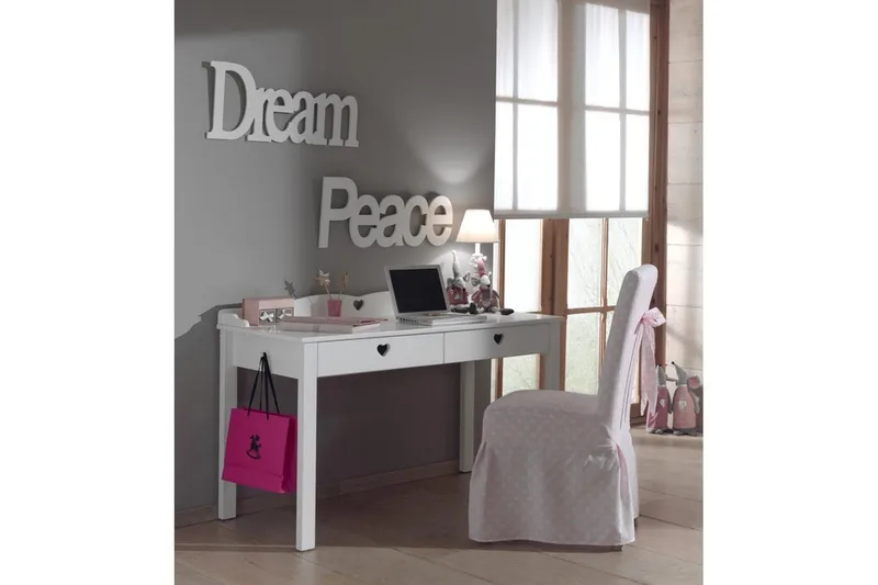 Säng med ribbotten nattduksbord garderob skrivbord Amori Vit 3-dörrar - 3-dörrar - Möbler - Säng - Möbelset för sovrum