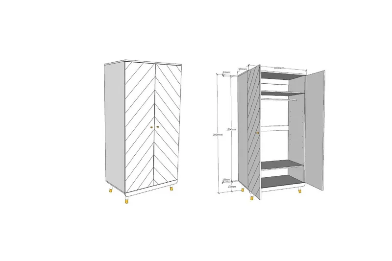 Säng med sängbord, garderob Billy Vit - Möbler - Säng - Möbelset för sovrum