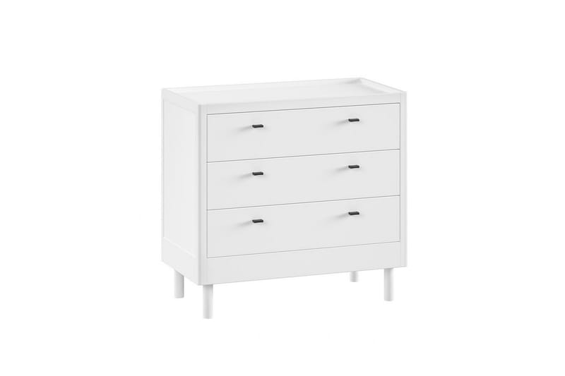 Säng med sängbord, garderob Forrest byrå med 3 lådor Vit bok - Vit bok - Möbler - Säng - Möbelset för sovrum