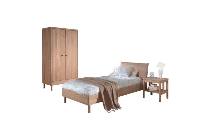 Säng med sängbord, garderob Forrest Ek, Ek