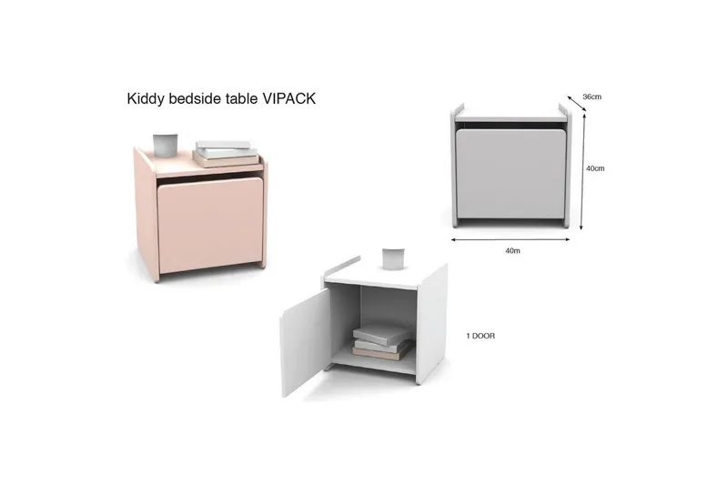 Säng med sängbord Vägg hyllor Skyddsrail Kiddy Rosa - Rosa - Möbler - Säng - Möbelset för sovrum