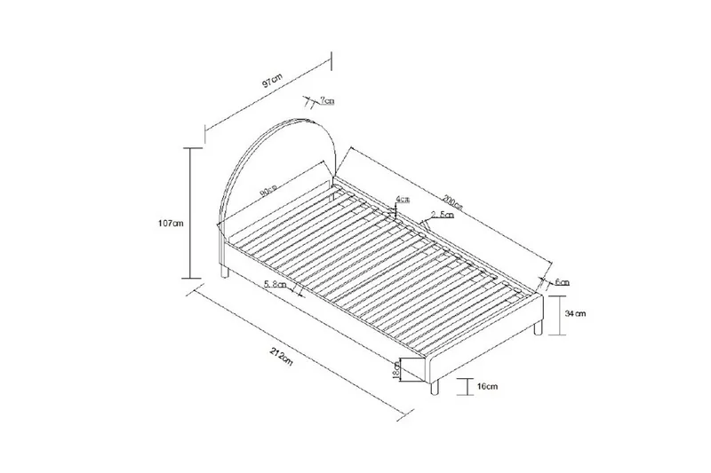 Säng Moon Vit, 90 x 200 cm - Vit, 90 x 200 cm - Möbler - Säng - Sängram & sängstomme