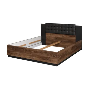 Säng Sigma - 140 cm, Mörk Flagstaff Ek med Kopparfärgad Ornament - Möbler - Säng - Sängram & sängstomme