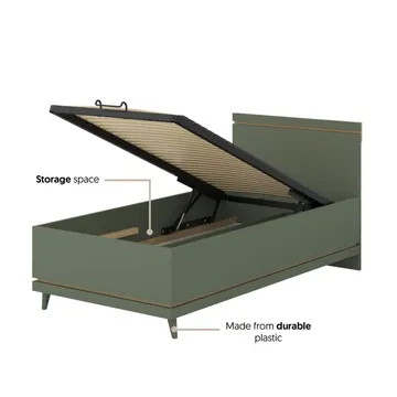 Säng Skandinavisk - 100 cm, Dämpad grön - Oljad ek - Möbler - Säng - Sängram & sängstomme