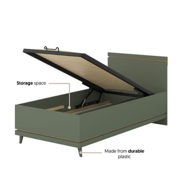 Säng Skandinavisk - 100 cm, Dämpad grön - Oljad ek - Möbler - Säng - Sängram & sängstomme