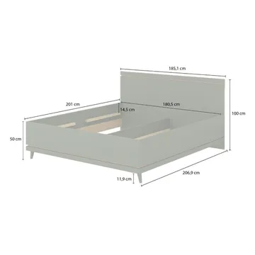 Säng Skandinavisk - 180 cm, Dämpad grön - Oljad ek - Möbler - Säng - Sängram & sängstomme