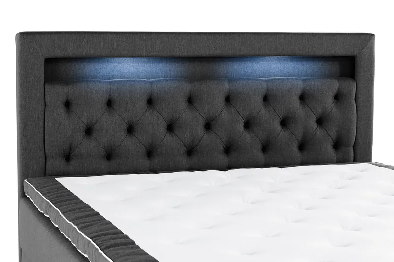 Alessia Komplett Sängpaket med Förvaring LED-belysning 160x200 cm - Svart - Möbler - Säng - Säng med förvaring
