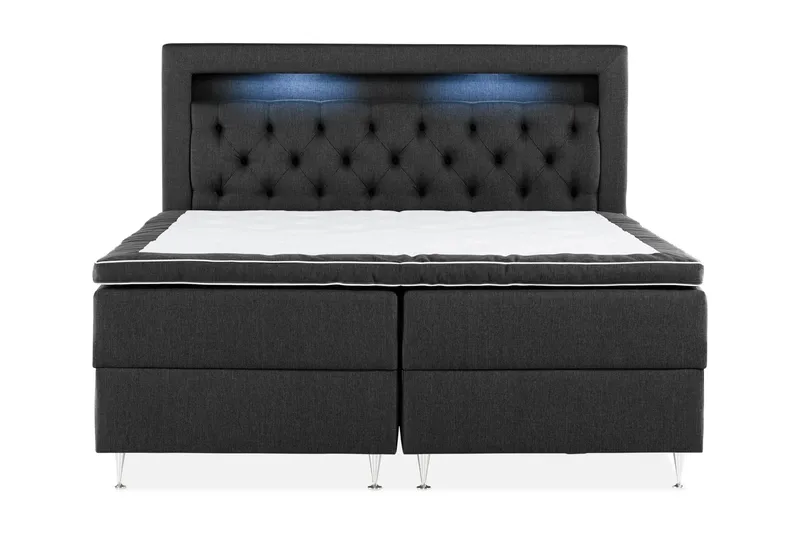 Alessia Komplett Sängpaket med Förvaring LED-belysning 160x200 cm - Svart - Möbler - Säng - Säng med förvaring