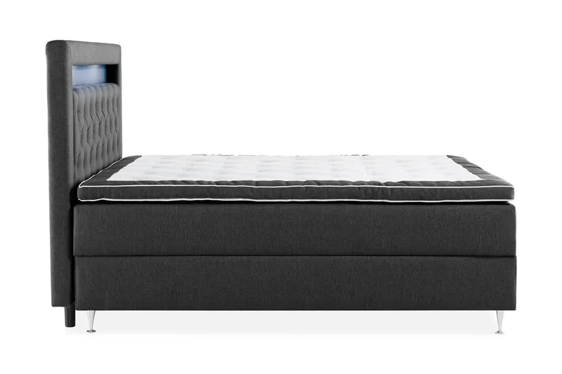 Alessia Komplett Sängpaket med Förvaring LED-belysning 160x200 cm - Svart - Möbler - Säng - Säng med förvaring