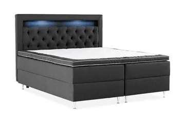 Alessia Komplett Sängpaket med Förvaring LED-belysning 160x200 cm - Svart - Möbler - Säng - Säng med förvaring