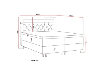 Alessia Komplett Sängpaket med Förvaring LED-belysning 180x200 cm - Grå / Ljusgrå - Möbler - Säng - Säng med förvaring