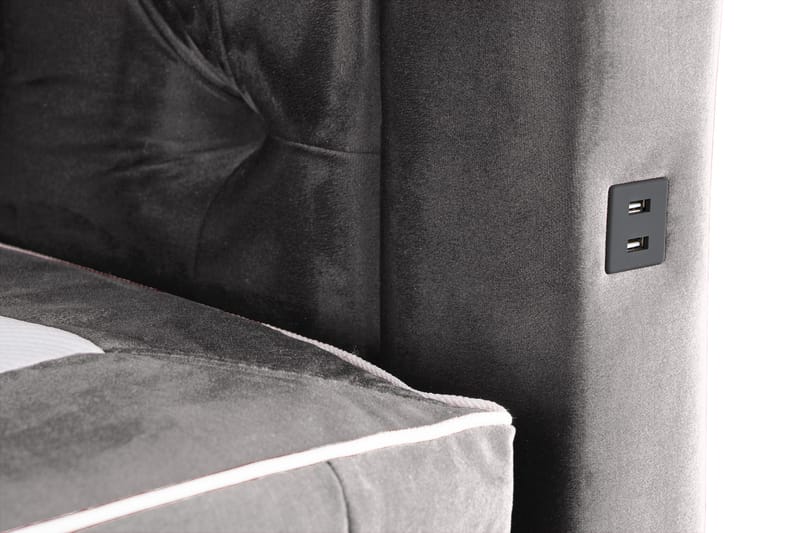 Alessia Komplett Sängpaket med Förvaring LED-belysning 180x200 cm - Mörkgrå Sammet - Möbler - Säng - Säng med förvaring