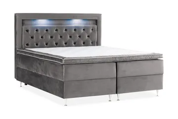 Alessia Komplett Sängpaket med Förvaring LED-belysning 180x200 cm - Mörkgrå Sammet - Möbler - Säng - Säng med förvaring