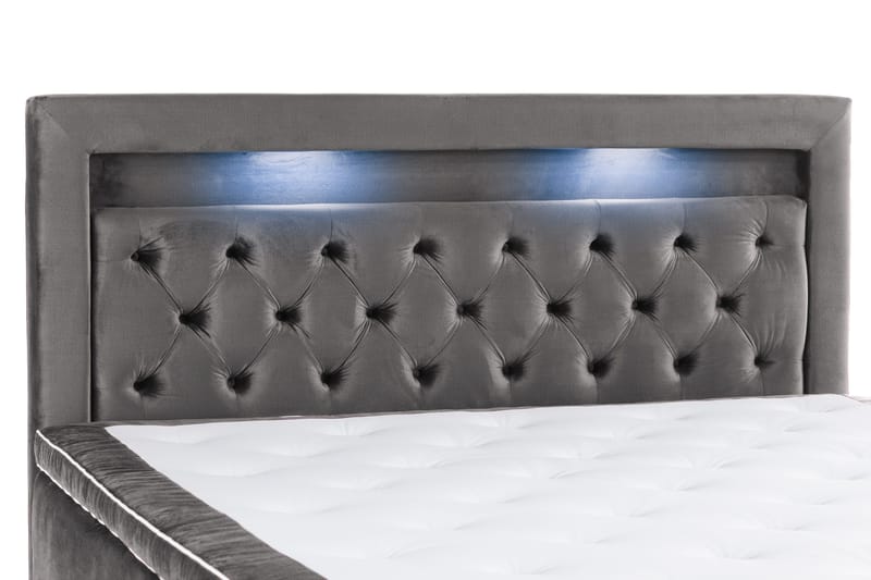 Alessia Komplett Sängpaket med Förvaring LED-belysning 180x200 cm - Mörkgrå Sammet - Möbler - Säng - Säng med förvaring