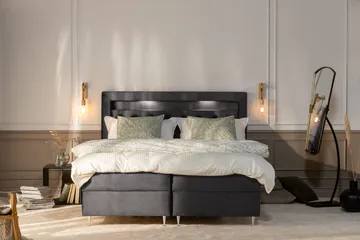 Alessia Komplett Sängpaket med Förvaring LED-belysning 180x200 cm - Mörkgrå Sammet - Möbler - Säng - Säng med förvaring