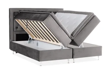 Alessia Komplett Sängpaket med Förvaring LED-belysning 180x200 cm - Mörkgrå Sammet - Möbler - Säng - Säng med förvaring