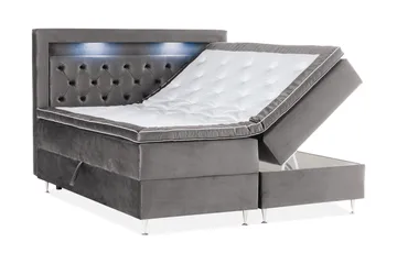 Alessia Komplett Sängpaket med Förvaring LED-belysning 180x200 cm - Mörkgrå Sammet - Möbler - Säng - Säng med förvaring