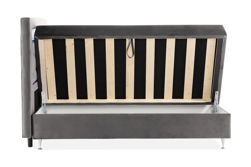 Alessia Komplett Sängpaket med Förvaring LED-belysning 180x200 cm - Mörkgrå Sammet - Möbler - Säng - Säng med förvaring