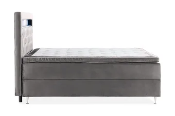 Alessia Komplett Sängpaket med Förvaring LED-belysning 180x200 cm - Mörkgrå Sammet - Möbler - Säng - Säng med förvaring