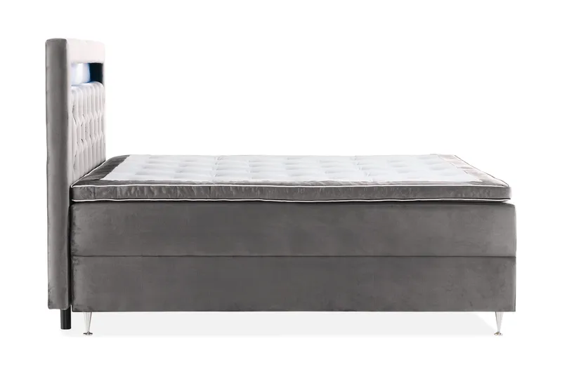 Alessia Komplett Sängpaket med Förvaring LED-belysning 180x200 cm - Mörkgrå Sammet - Möbler - Säng - Säng med förvaring