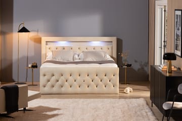 Altaneira Komplett Sängpaket med Lyftförvaring LED-belysning 160x200 - Beige - Möbler - Säng - Säng med förvaring