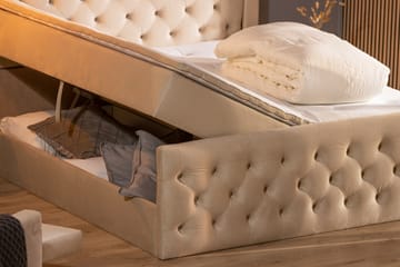 Altaneira Komplett Sängpaket med Lyftförvaring LED-belysning 160x200 - Beige - Möbler - Säng - Säng med förvaring