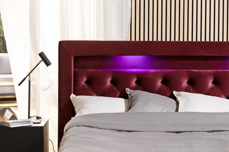 Altaneira Komplett Sängpaket med Lyftförvaring LED-belysning 160x200 - Röd - Möbler - Säng - Säng med förvaring