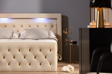 Altaneira Komplett Sängpaket med lyftförvaring LED-belysning 180x200 - Beige - Möbler - Säng - Säng med förvaring