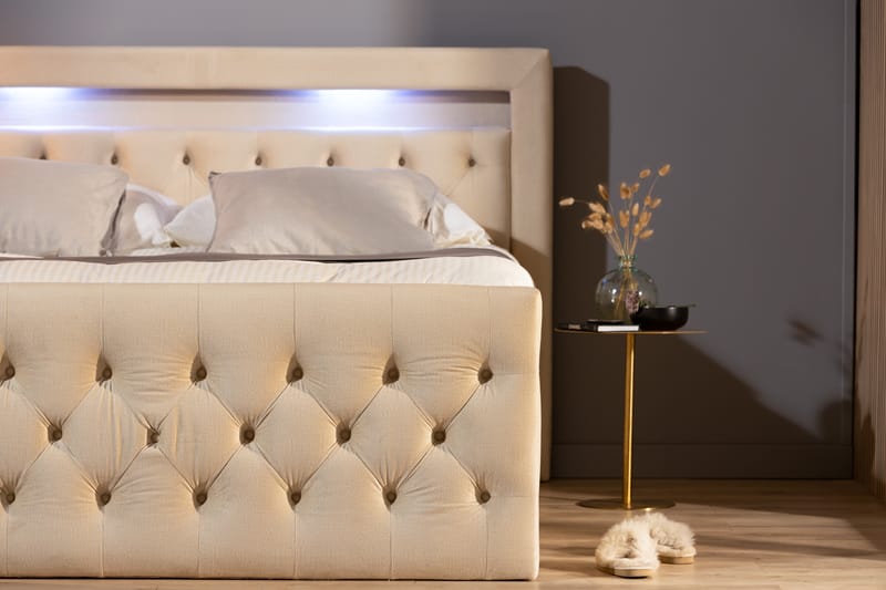 Altaneira Sängpaket 160x200 med Lådförvaring - Beige - Säng med förvaring - Komplett sängpaket