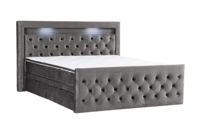Altaneira Sängpaket 160x200 med Lådförvaring - Mörkgrå - Säng med förvaring - Komplett sängpaket