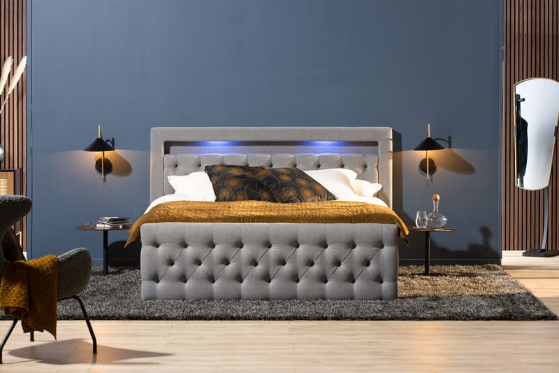 Altaneira Sängpaket 160x200 med Lyftförvaring - Grå - Säng med förvaring - Komplett sängpaket
