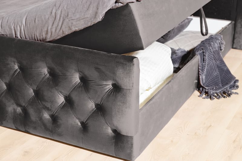 Altaneira Sängpaket 160x200 med Lyftförvaring - Mörkgrå - Komplett sängpaket - Säng med förvaring
