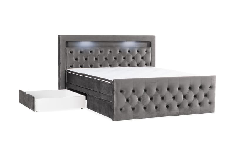 Altaneira Sängpaket 180x200 med Lådförvaring - Mörkgrå - Säng med förvaring - Komplett sängpaket
