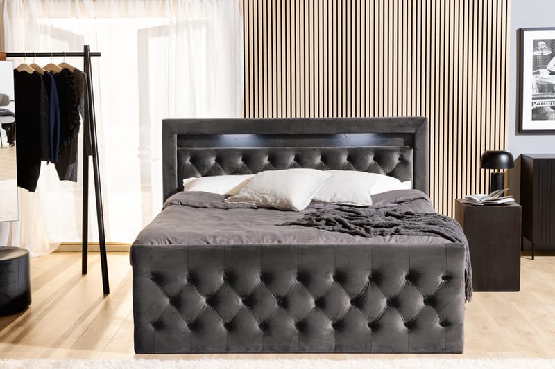 Altaneira Sängpaket 180x200 med Lådförvaring - Mörkgrå - Säng med förvaring - Komplett sängpaket
