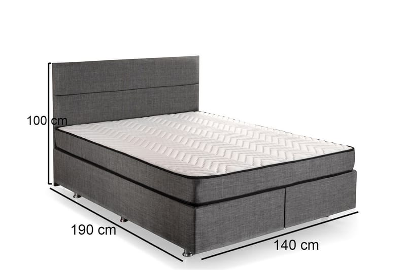 Argentu Kontinentalsäng 140x190 cm - Grå - Möbler - Säng - Säng med förvaring