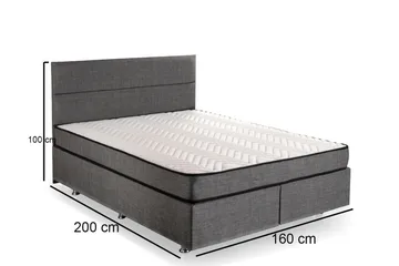 Argentu Kontinentalsäng 160x200 cm - Grå - Möbler - Säng - Säng med förvaring