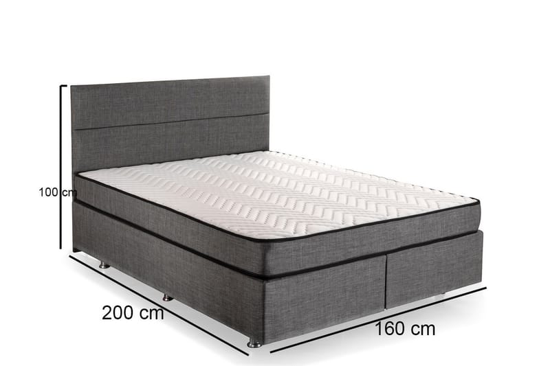 Argentu Kontinentalsäng 160x200 cm - Grå - Möbler - Säng - Säng med förvaring