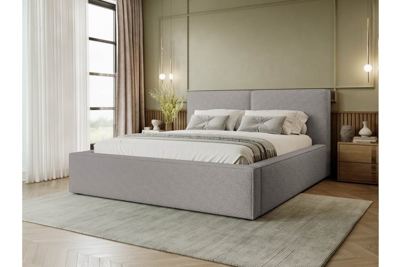 Bizantine Förvaringssäng 200x200 cm - Grå - Möbler - Säng - Säng med förvaring - Dubbelsäng med förvaring