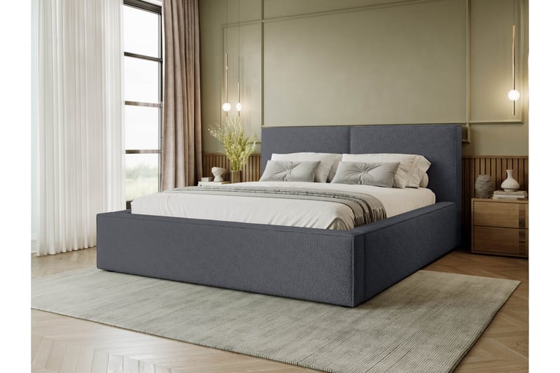 Bizantine Förvaringssäng 200x200 cm - Grå - Möbler - Säng - Säng med förvaring - Dubbelsäng med förvaring