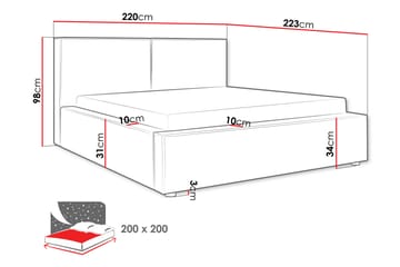 Bizantine Förvaringssäng 200x200 cm - Ljusgrå/Brun - Möbler - Säng - Säng med förvaring - Dubbelsäng med förvaring